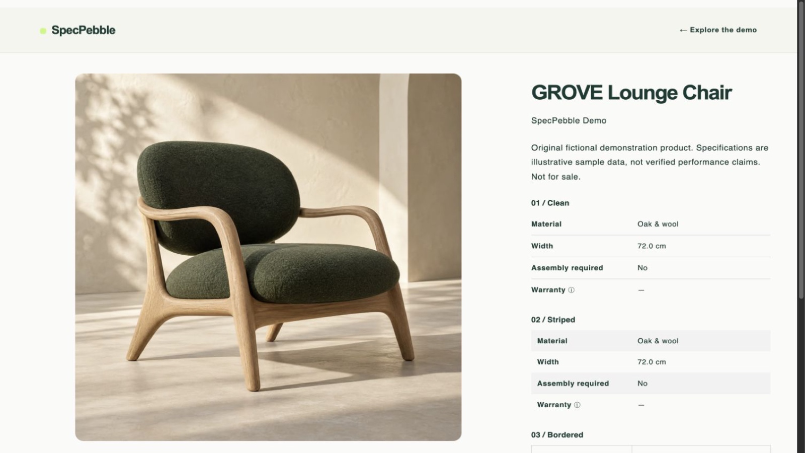 Furniture product with dimensions and assembly details